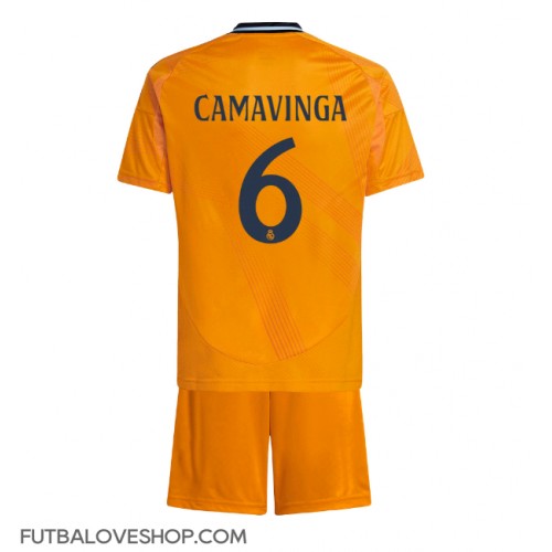 Dres Real Madrid Eduardo Camavinga #6 Preč pre deti 2024-25 Krátky Rukáv (+ trenírky)